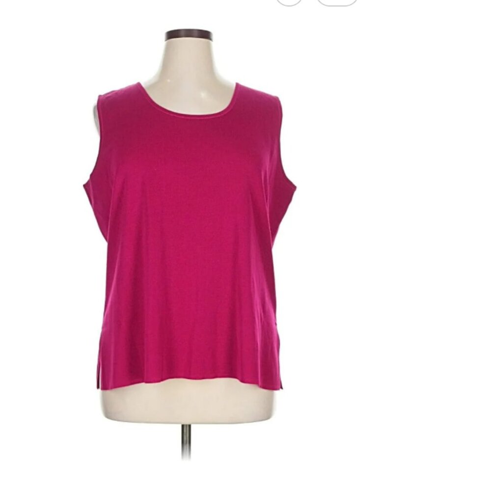 Ming Wang Mid-Length Scoop Neck Knit Tank Vibrant Pink size 3x NWT